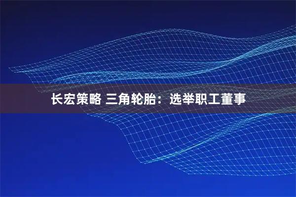 长宏策略 三角轮胎：选举职工董事